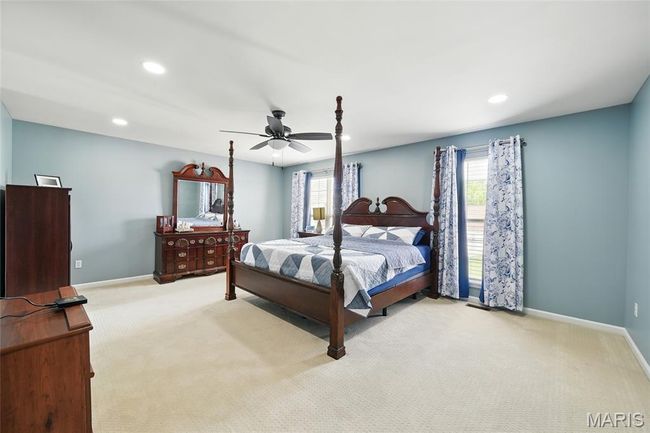 Carpeted bedroom with recessed lighting and ceiling fan | Image 15