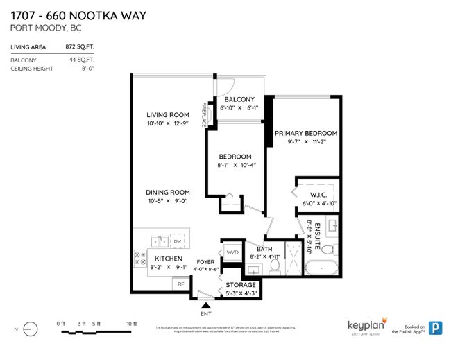1707 - 660 Nootka Way, Condo with 2 bedrooms, 2 bathrooms and 1 parking in Port Moody BC | Image 13