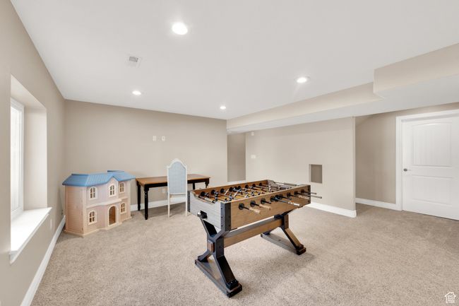 Rec room featuring carpet flooring and recessed lighting | Image 17