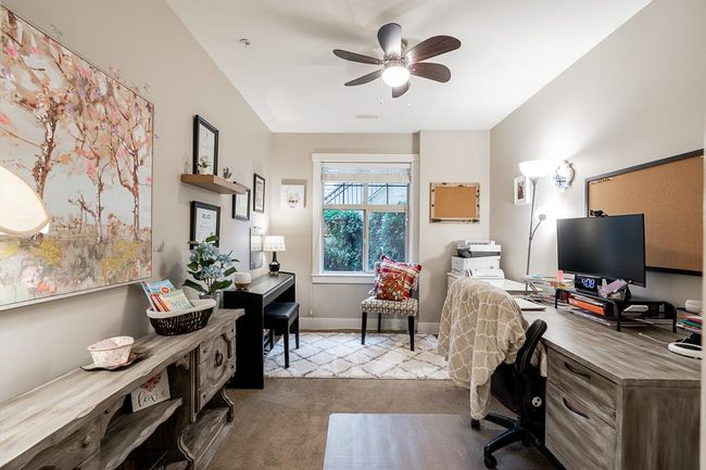 Office featuring carpet flooring, ceiling fan, and baseboards | Image 30