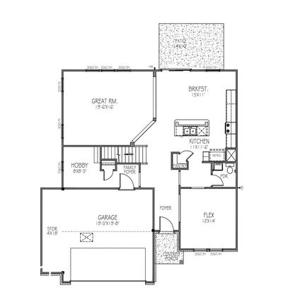 First Floor Plan - Structural options added include: 4-bedroom second floor layout, large, uncovered back patio, and walk-in shower to primary bathroom. | Image 2