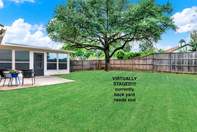 VIRTUALLY STAGED, fenced backyard with grass replaced! | Image 40