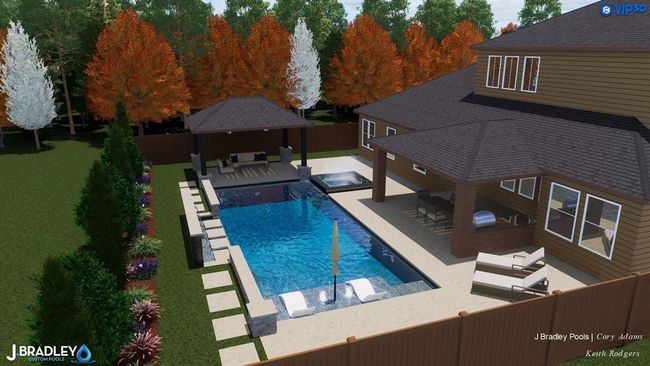 Framed by tall trees and a private fence, this space feels like your own secluded oasis—ready for summer barbecues, family fun, or a quiet morning swim. | Image 36