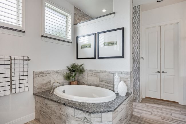Full bath master with a garden tub, healthy amount of natural light, and a closet | Image 26
