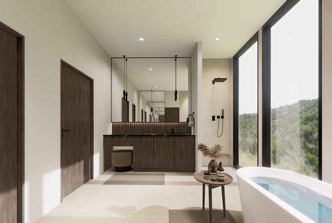 Primary en suite with floor to ceiling window wall | Image 13
