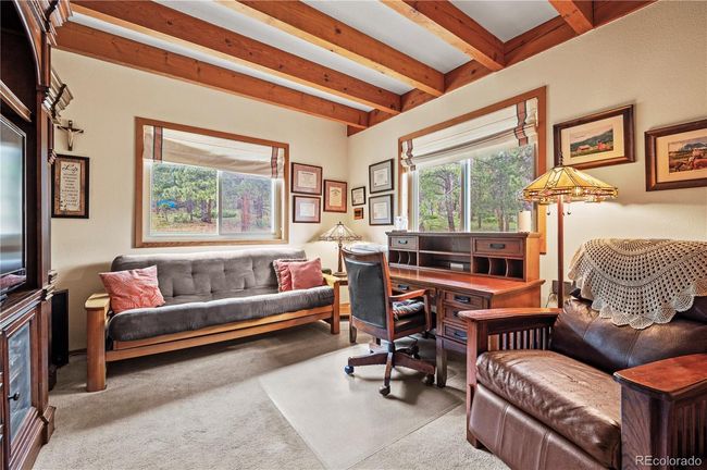 Main level Den or Bedroom with full closet and great views. Gorgeous wood ceiling. 3/4 bath on the main level makes this main level living possible. | Image 6