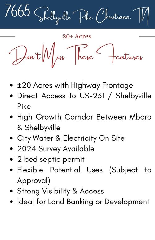 7665 Shelbyville Pike, Christiana, TN, 37037-5347 | Card Image