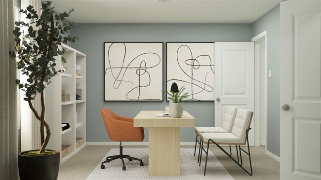 Carpeted office space with baseboards | Image 28