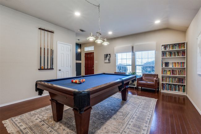 Playroom featuring billiards table, wood finished floors, and recessed lighting | Image 7