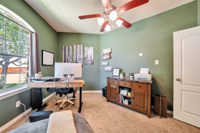 Office featuring light carpet, plenty of natural light, and ceiling fan | Image 18