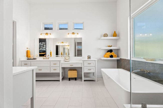 Full bathroom with a soaking tub and vanity | Image 16