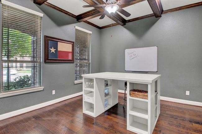Double doors lead to this private study. Hardwood floors and amazing ceiling detail! | Image 7