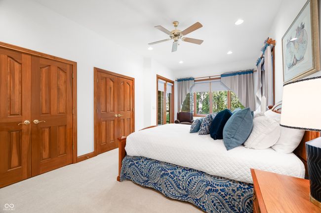 bedroom with recessed lighting, a ceiling fan, and carpet floors | Image 81