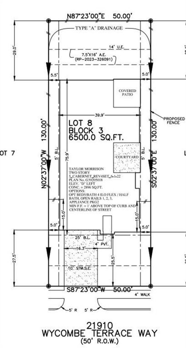 21910 Wycombe Terrace Way preliminary plot plan | Image 9