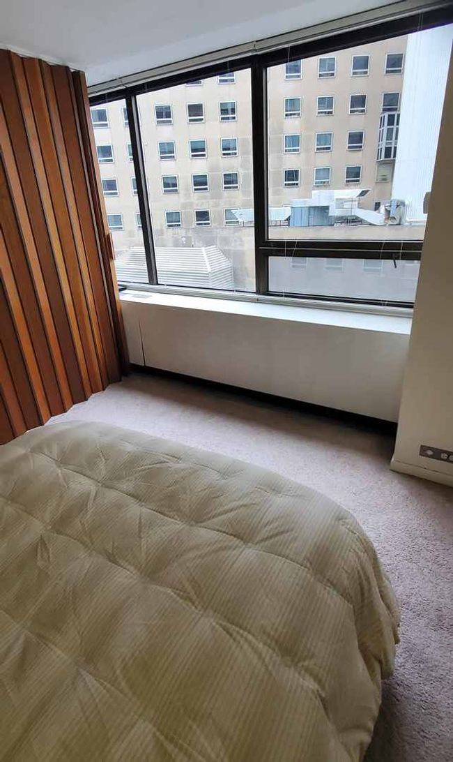 View laying in bed with divider closed. Staged bed | Image 16