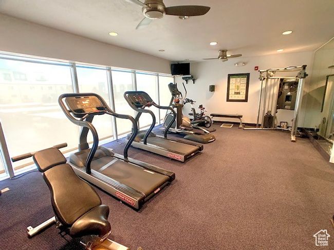 Gym with ceiling fan and recessed lighting | Image 14