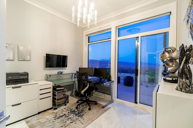 Office featuring a chandelier and ornamental molding | Image 29