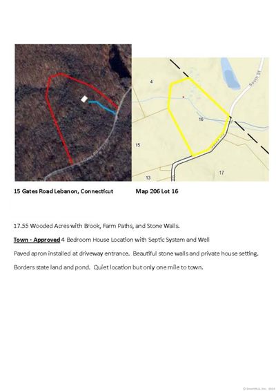 Map 206 Lot 6 Gates Road, Home with 0 bedrooms, 0 bathrooms and null parking in Lebanon CT | Image 1