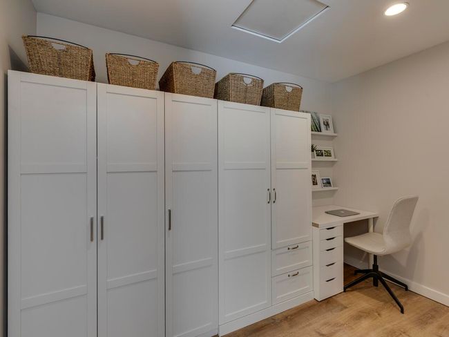 Interior space featuring recessed lighting, baseboards, attic access, and light wood-type flooring | Image 22
