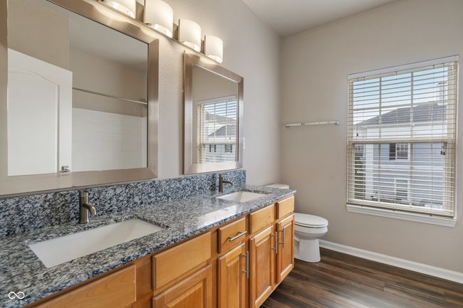 Second full bathroom with double sinks, granite countertops | Image 33