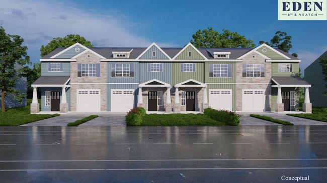 Multi unit property with stone siding, an attached garage, board and batten siding, and driveway | Image 4