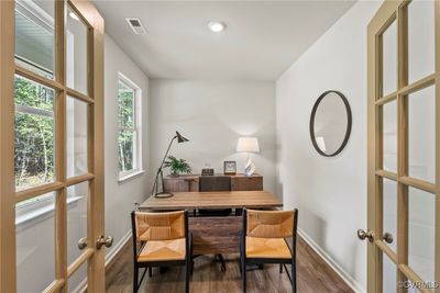 Office featuring french doors and dark hardwood / wood-style floors | Image 3