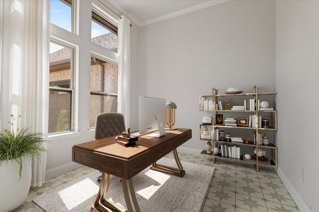 Office space with healthy amount of natural light, light floors, and ornamental molding | Image 28