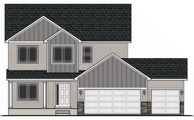 3240 Jandura Ave NE- Exterior Color Scheme selected for this home. Located on a spacious CUL-DE-SAC homesite with nature views! Highlights include a Concrete Front Porch, 4 BAY Garage, Unfinished Walkout Lower Level, & Pella Windows | Image 3