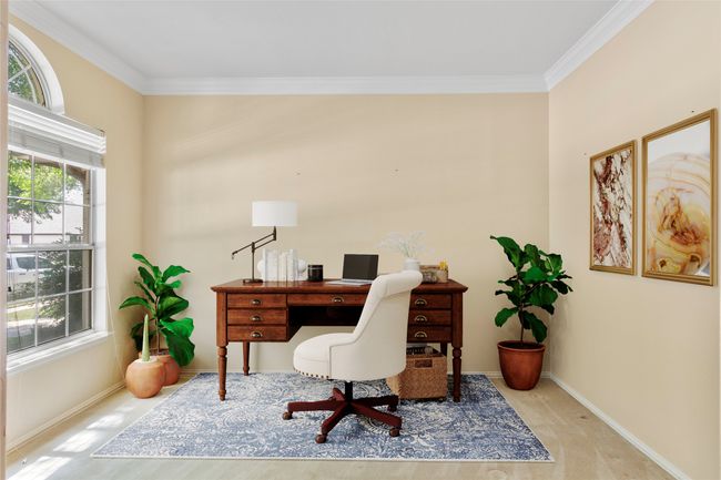 Office featuring ornamental molding and baseboards | Image 8