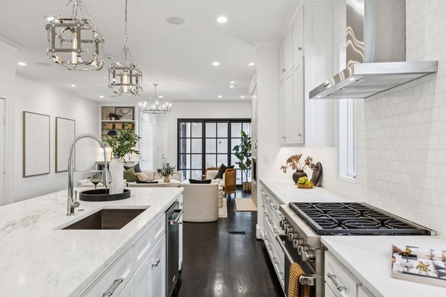 Subzero Wolf Gas Range Kitchen. Calcutta Marble, Custom Cabinetry. | Image 7