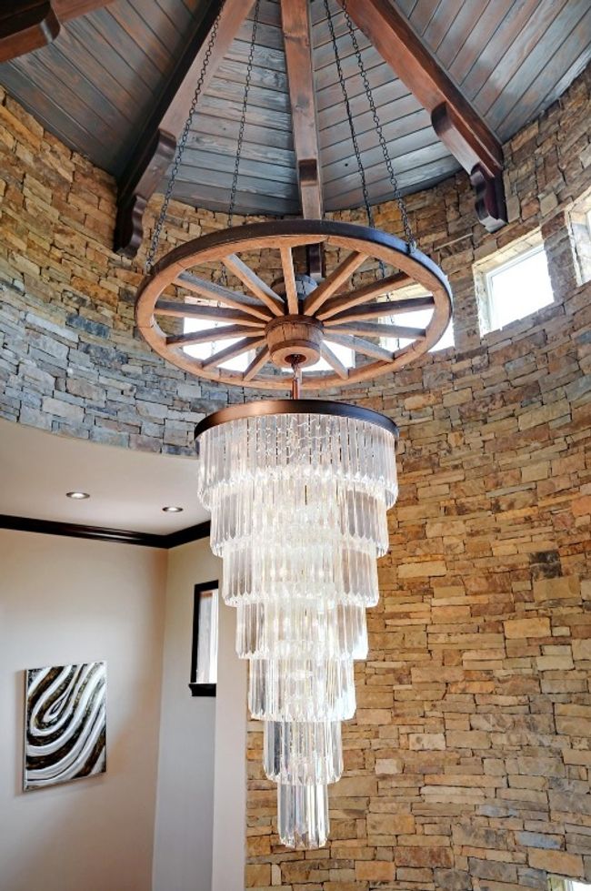 Room details with beamed ceiling, wooden ceiling, and a notable chandelier | Image 8