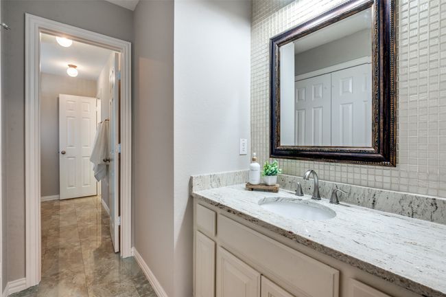 Bathroom with vanity and baseboards, other side to Jack & Jill bath. Adjoining bedroom | Image 23