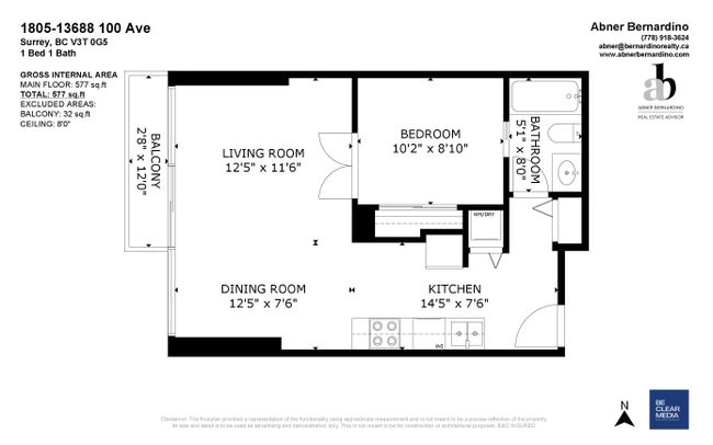 1805 - 13688 100 Avenue, Condo with 1 bedrooms, 1 bathrooms and 1 parking in Surrey BC | Image 29