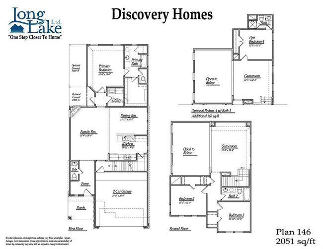 Plan 146 features 3 bedrooms, 2 bath, 1 half bath and over 2, 000 square feet of living space. | Image 13
