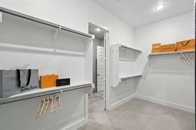 One of two Spacious primary closetsfeaturing carpet | Image 14