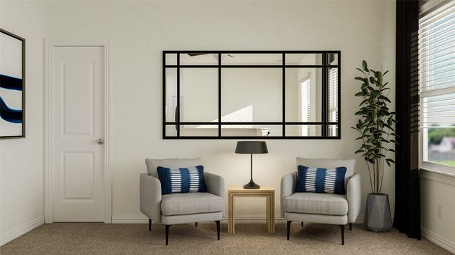Sitting room with carpet flooring and baseboards | Image 10