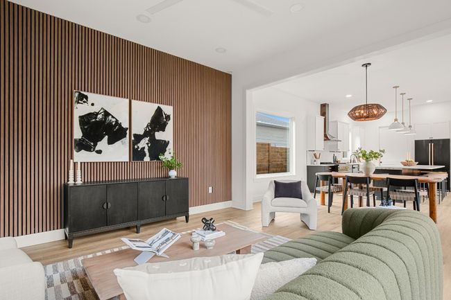 Living area with recessed lighting, light wood-style flooring, and baseboards | Image 4