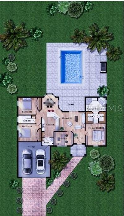 Rendered Floor plan with pool option | Image 3