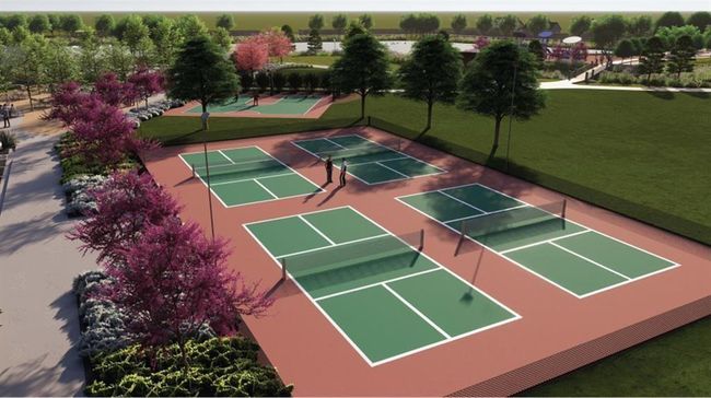 View of tennis court with a yard | Image 36