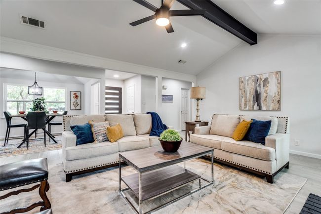 Living area with recessed lighting, ceiling fan, and wood finished floors | Image 11