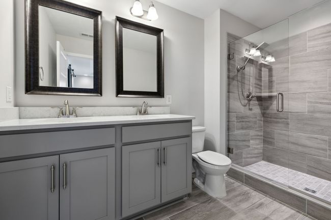 Primary bath with dual vanity sink and upgraded tile shower | Image 22