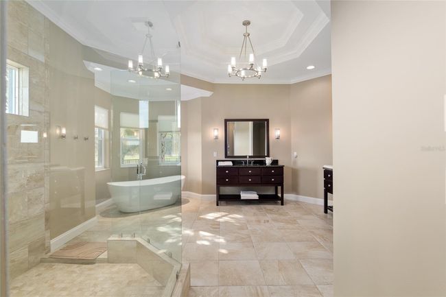 Master bath with tub and partial view of shower in foreground | Image 47