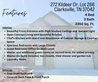 272 Kildeer Dr, House other with 4 bedrooms, 3 bathrooms and 4 parking in Clarksville TN | Image 2