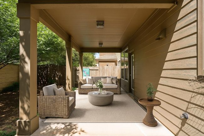 Virtually Staged View of patio / terrace featuring outdoor lounge area | Image 35