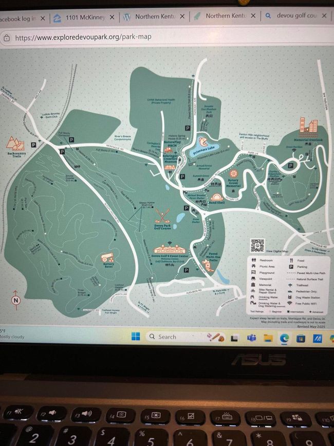 Map of Devou park from Google. This 700 acre 4.7 star park is only 4 minutes from this home. Just think how much time you can spend on walking trails, live music, golf and more so close by. | Image 33