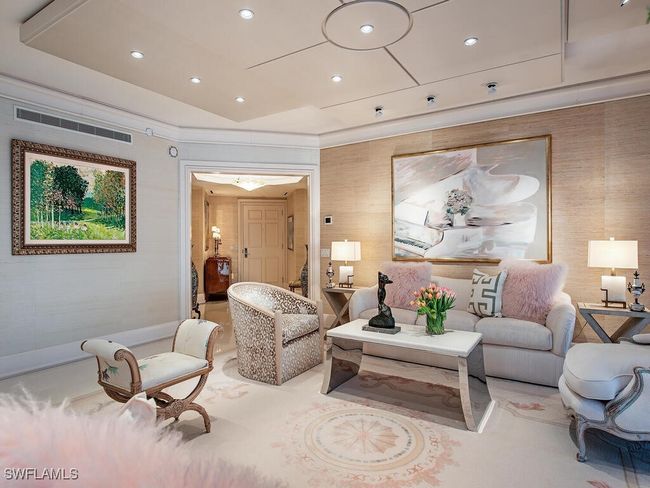 Grand Living room with custom lighting tray | Image 5