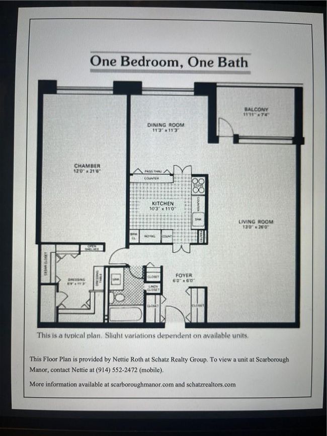 One Bedroom Floor Plan at Scarborough Manor. | Image 31