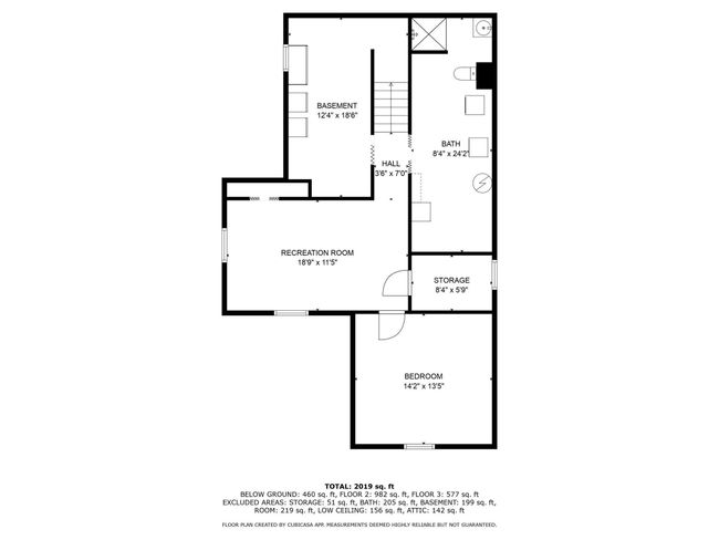 Lower-level floor plan with approximate measurements. | Image 33