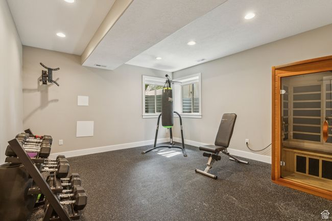Exercise room featuring recessed lighting and baseboards | Image 57