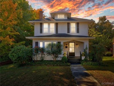 Sidewalk-lined street with street lights - All furniture, appliances, window treatments, and new electric push mower convey! | Image 3